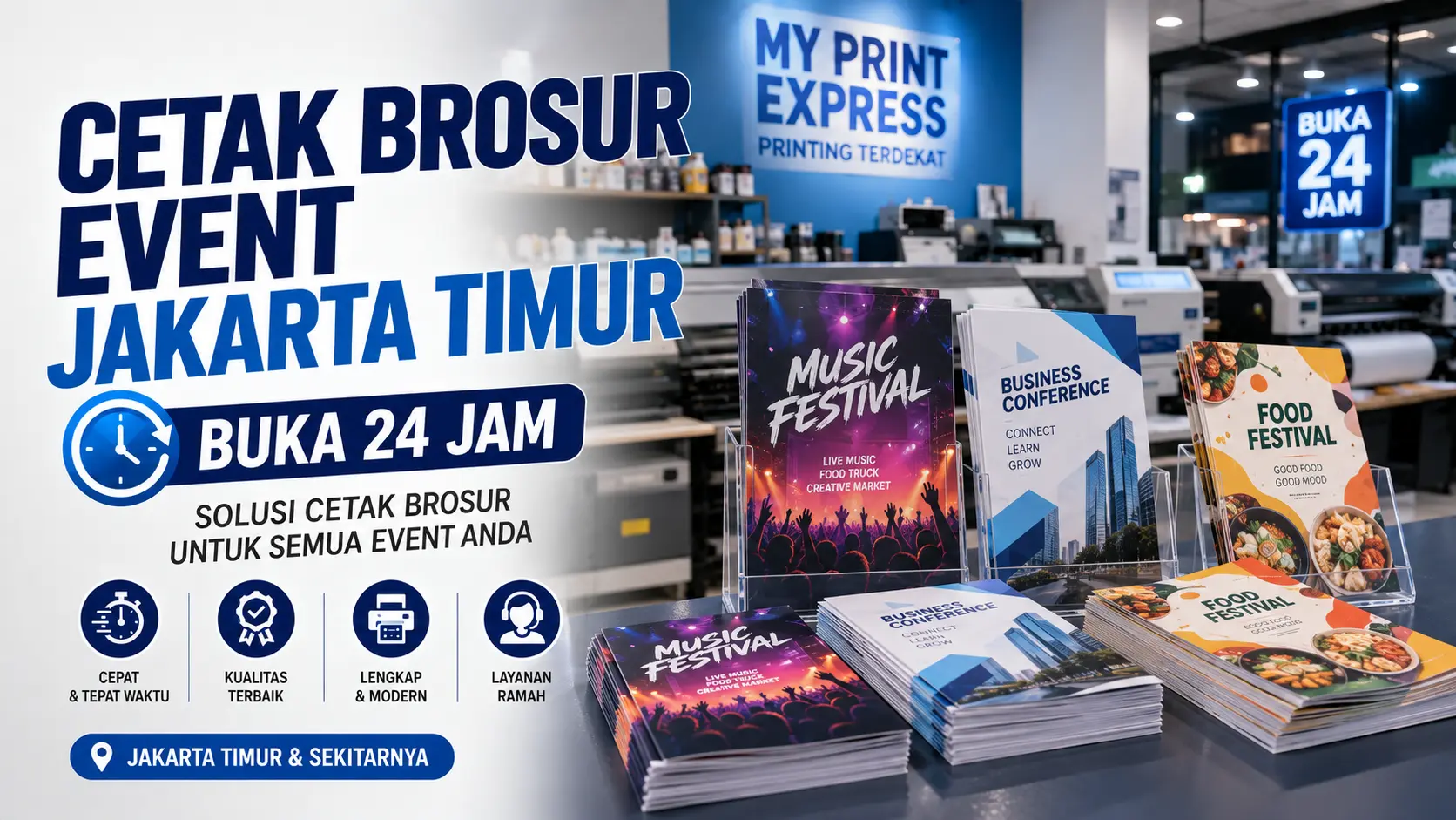 Cetak brosur event Jakarta Timur: brosur lipat 3 full color untuk acara tahunan