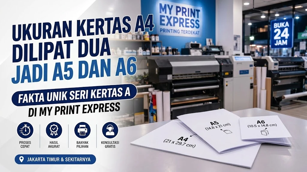 Ilustrasi ukuran kertas A4 dilipat dua menjadi A5 dan A6, fakta unik seri kertas A di My Print Express