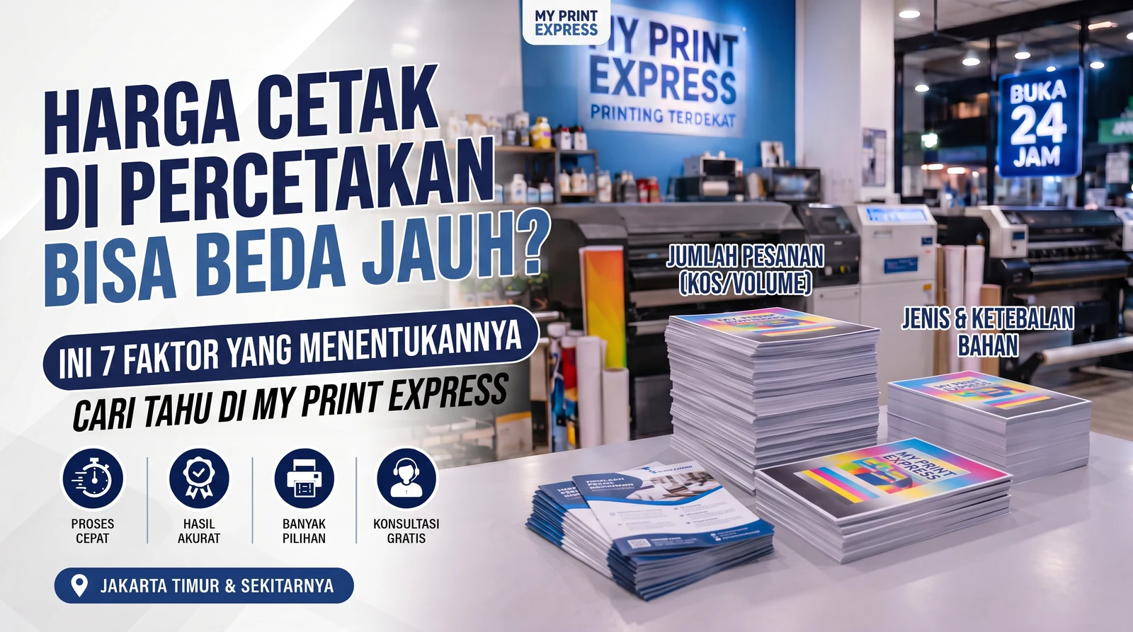 Perbandingan harga cetak di percetakan berdasarkan jenis bahan dan jumlah pesanan