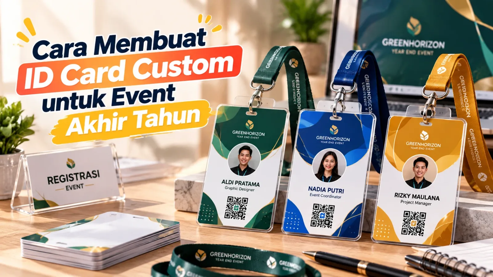 ID card panitia, peserta, dan VIP dengan warna berbeda untuk tiap kategori