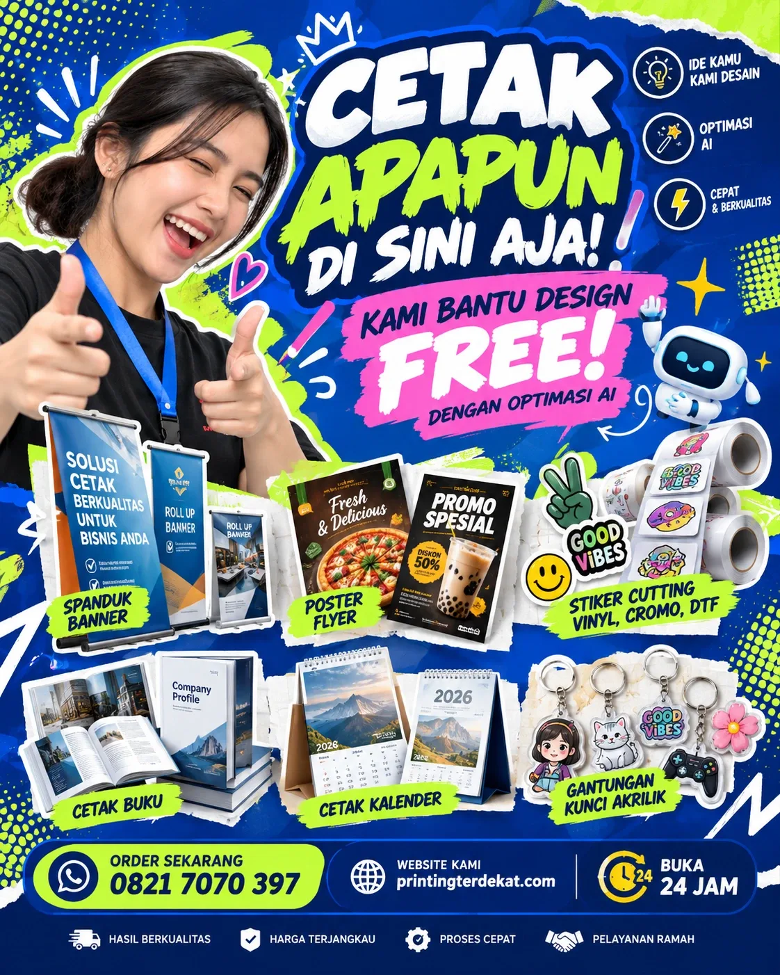 Jasa Desain Poster Promosi AI Gratis + Cetak